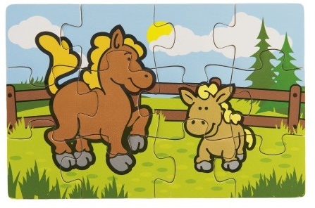 Puzzle drevené Moje prvé zvieratká 4x12 dielikov 20x14x3, 5cm v drevenej krabičke
