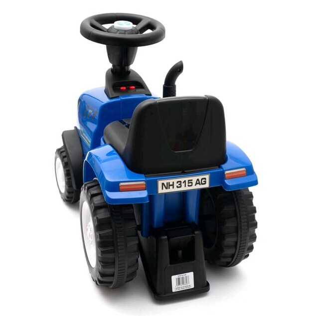 Detské odrážadlo traktor s vlečkou a náradim Baby Mix New Holland žltý