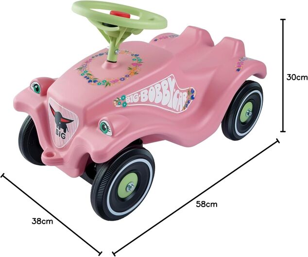 Big Auto izbacivač BIG BOBBY CAR CLASSIC roza sa cvijećem