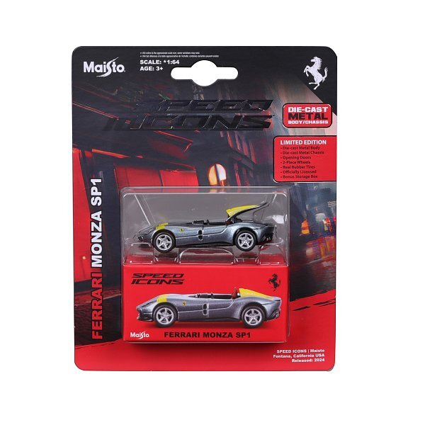Maisto - Speed Icons - Ferrari Monza SP1, strieborno-žltá, 1:64