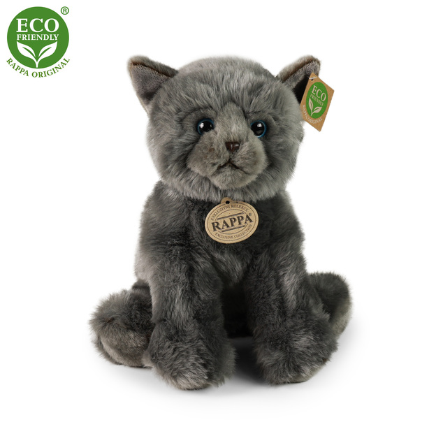 Plišana mačka ležeća siva 25 cm ECO-FRIENDLY