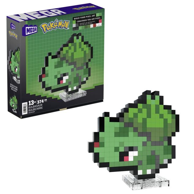 Mattel MEGA Pokémon Bulbizarre - Pixel Art Rétro 15 cm, 374 pièces