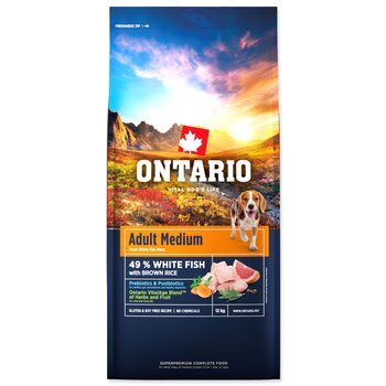 Krmivo Ontario Adult Medium Fish &amp; Brown Rice 12kg