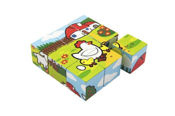 Kocky kubus Moje prvé zvieratká drevo 9x9x3cm 9ks