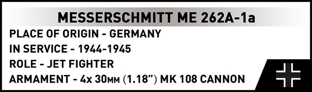 Cobi 5776 II WW Messerschmitt Me 262A-1a "Schwalbe", 1:32, 505 p, 1 f
