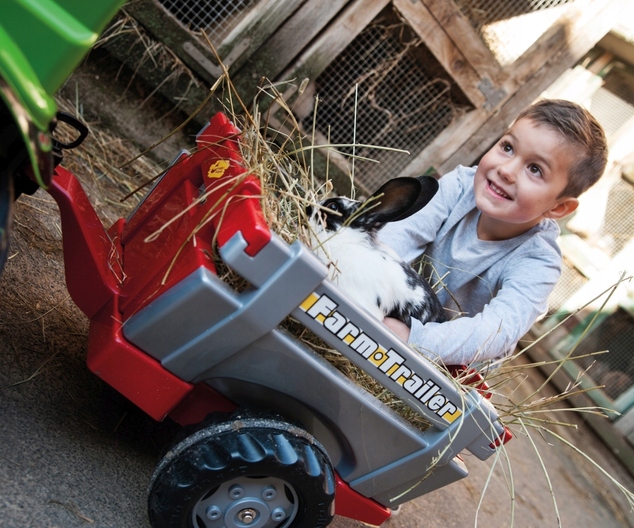 Rollytoys Vlečka za traktor 1osá Farm Trailer - striebornočervená