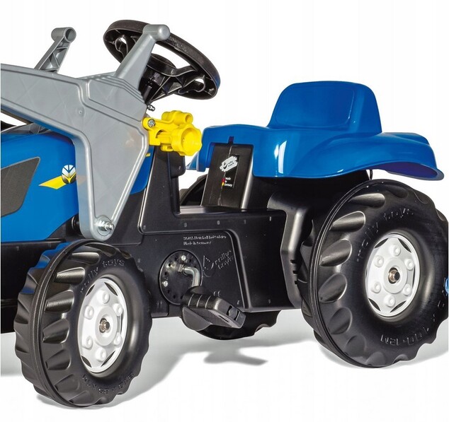 Rollytoys Šliapací traktor Rolly Kid New Holland modrý s nakladačom a vlečkou