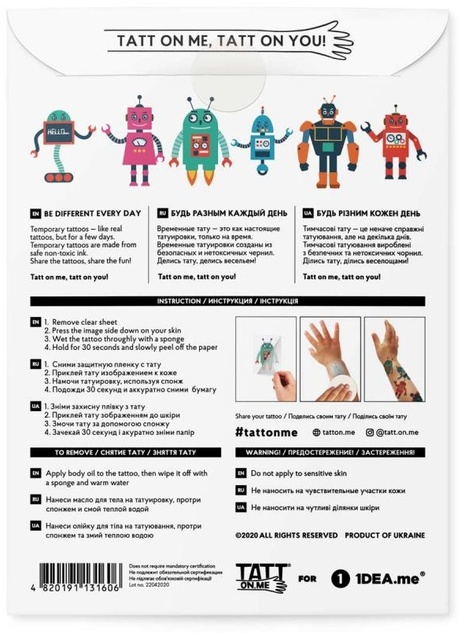 TATTonMe Tetovačky pre deti Roboti sada
