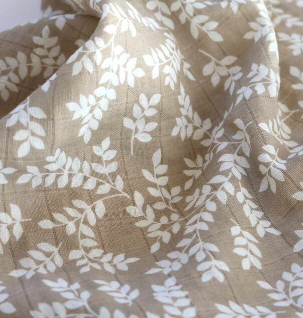A Little Lovely Company - Mušelínová osuška XL, leaves - taupe