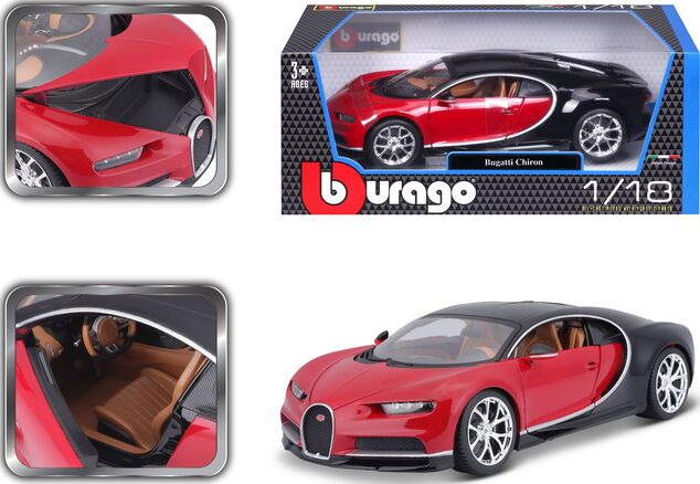 Bburago 1:18 Plus Bugatti Chiron black/red