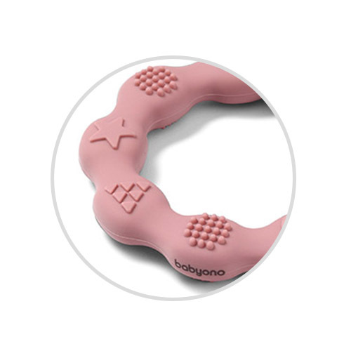 BABYONO Silikon-Beißring, rosa Ring