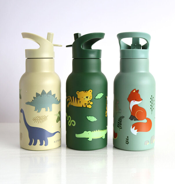 A Little Lovely Company - nerezová fľaša na pitie, 350 ml - dinosaury