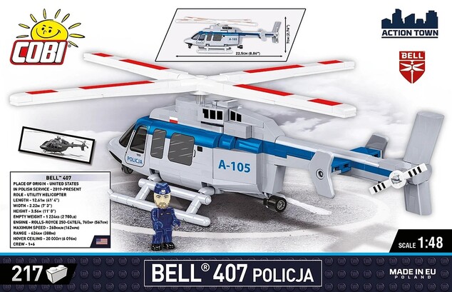 Cobi Action Town 26628 Civilný viacúčelový vrtuľník Bell 407 1:48