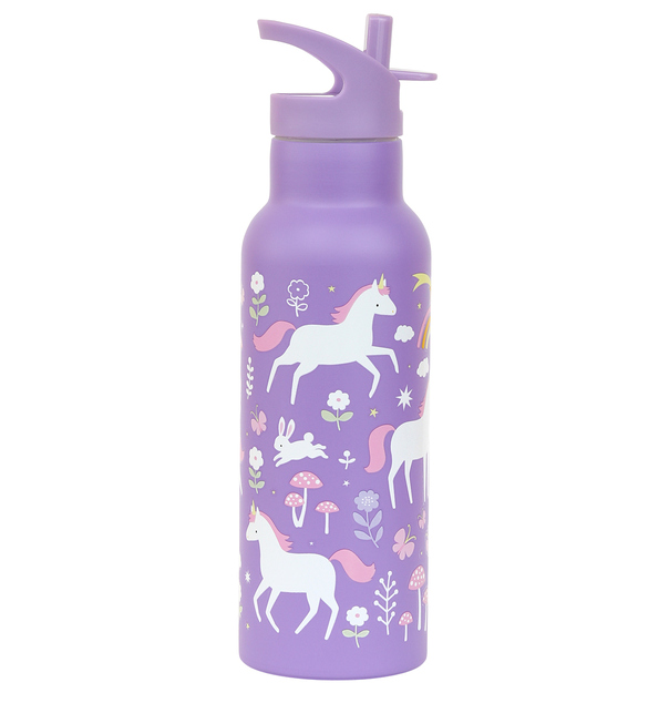 A Little Lovely Company - Edelstahl-Trinkflasche, 500 ml - Einhörner und Regenbogen