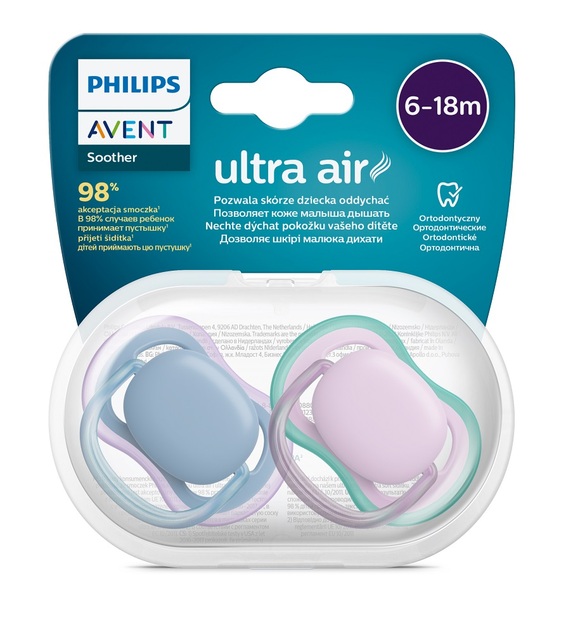 Philips AVENT Schnuller Ultra Air Neutral 6-18m Mädchen blau 2 Stk