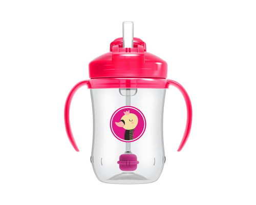 Dr. Browns Becher mit Strohhalm 270 ml mit Griffen 6 M+ Pink (TC91101)