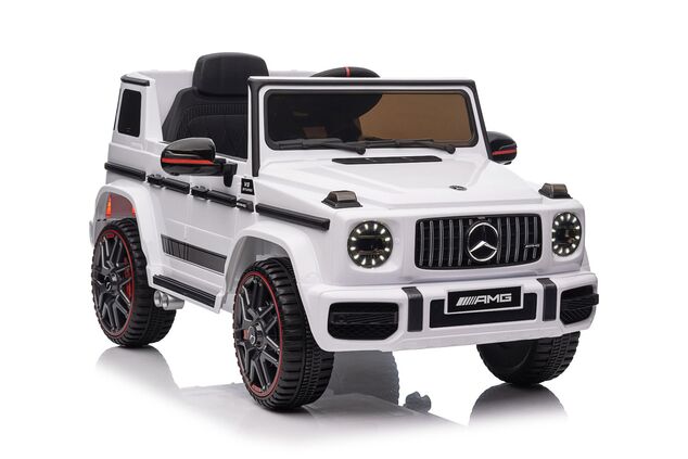 Elektrické autíčko Mercedes G, biele, Jednomiestne sedadlo, 12V batéria, 2,4 GHz DO, 2X MO