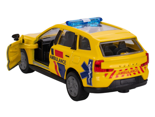 Kids Globe Traffic Volvo EX90 ambulanza NL 14cm metallo retrocarica a batteria luce,suono