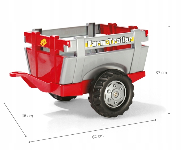 Rollytoys Vlečka za traktor 1osá Farm Trailer - striebornočervená