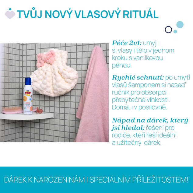 CHICCO Pena na vlasy a telo POP Vanilla Fluffy 200ml s uterákom na vlasy