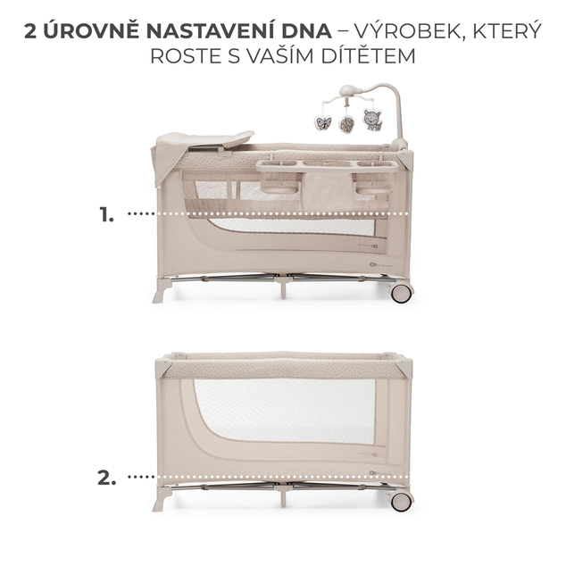 KINDERKRAFT Postieľka cestovná Joy 2 s doplnky Beige