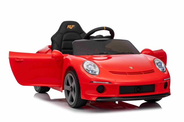 Elektrické autíčko RUF GT 12V, červené, Otváracie dvere, 2.4 GHz diaľkové ovládanie, LED s