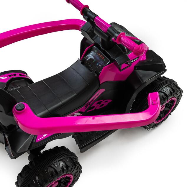 Bébitaxi vezetőrúddal Baby Mix Mega Prime EVA rózsaszín