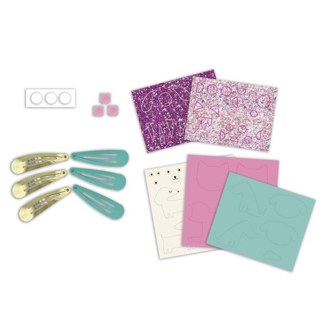 Janod Atelier Kit Créatif Fabrication de Bijoux Barrettes Animaux 6 pcs dans une valise