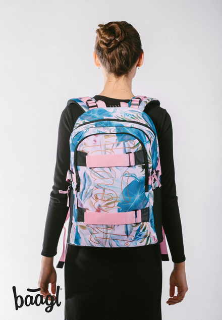 BAAGL SET 5 Skate Leafs: Rucksack, Federmäppchen, Beutel, Gürteltasche, Laptop-Hülle