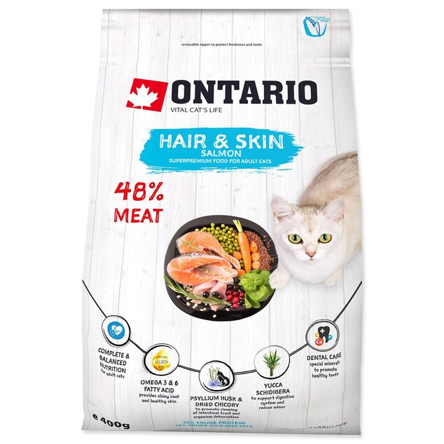 Krmivo Ontario Cat Hair &amp; Skin 0,4kg