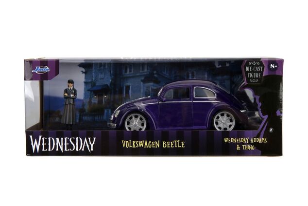 Wednesday auto 1972 VW Beetle 1:24 a figúrka Wednesday