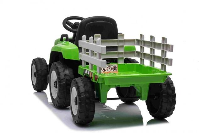 Elektrický Traktor WORKERS s vlečkou, zelený, Pohon zadných kolies, 12V batéria
