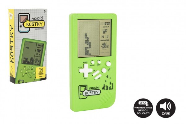 Digitálna hra Padajúce kocky hlavolam plast 7x14cm zelená na batérie so zvukom