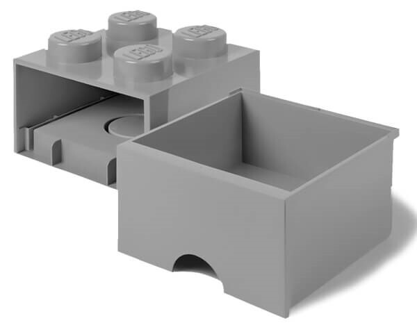 LEGO® úložný box 4 - so zásuvkou šedá  250 x 250 x 180 mm