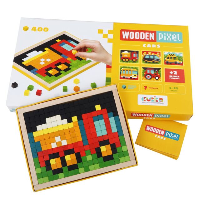 CUBIKA 14903 Pixel IV autá - drevená mozaika 400 kociek a 7 predlôh