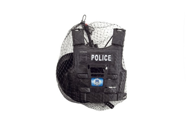 Set aus Polizeipistole und Helm mit Zubehör