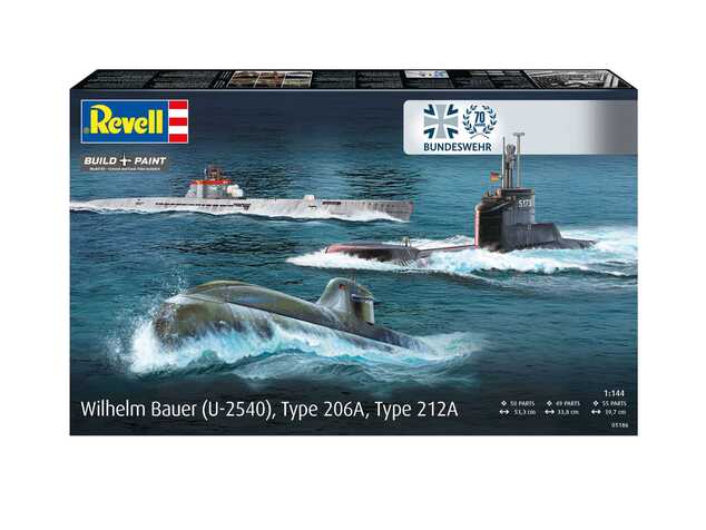Plastikmodellbausatz U-Boot 05186 - 70 Jahre Bundeswehr: Wilhelm Bauer, Typ 206A, Klasse 2 (1:144