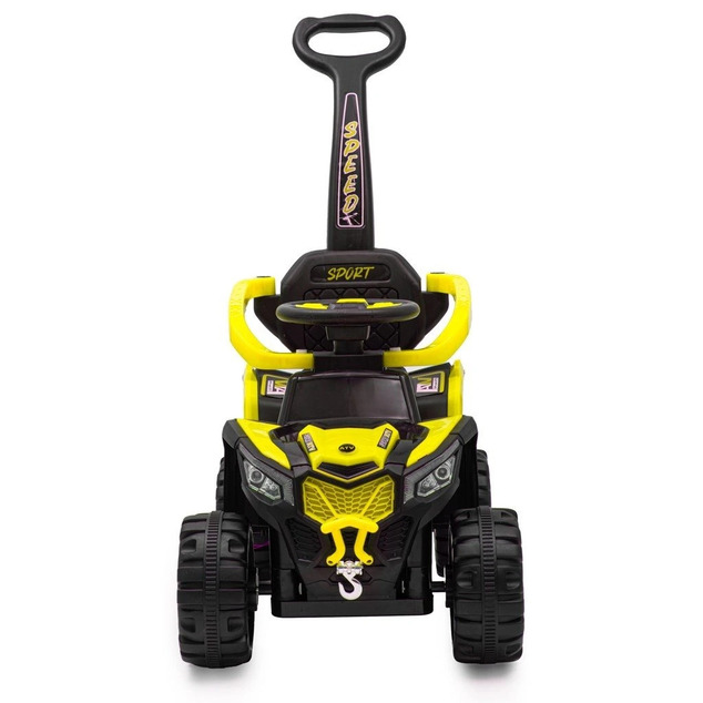 Detské elektrické odrážadlo Baby Mix Ruggy s vodiacou tyčou žlté