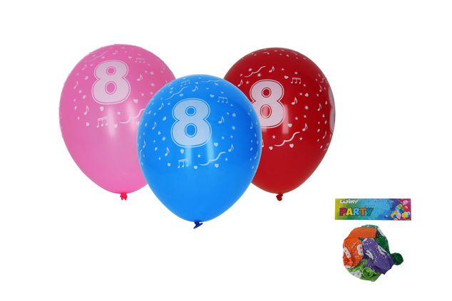 Aufblasbarer Ballon 30cm - 5er Set, mit Nummer 8