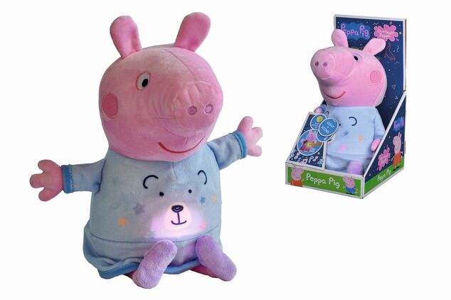 Peppa Pig 2in1 Plüsch-Schläfer spielend + hell, blau, 25 cm