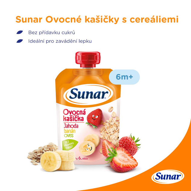 SUNAR Taschenfruchtbrei Erdbeer, Banane, Haferflocken 120 g