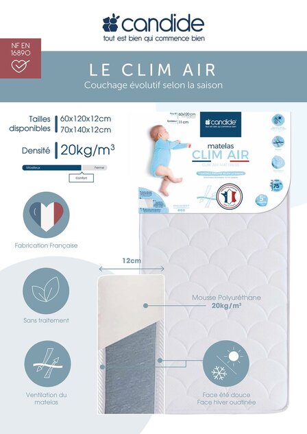 Materasso Clim Air 60x120x11 cm