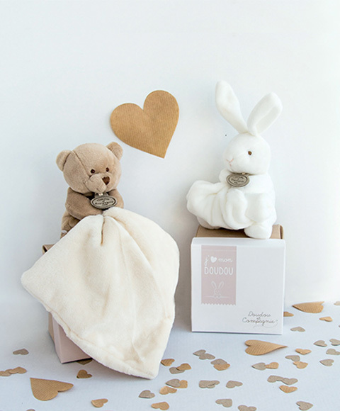 Doudou Poklon set - zec s mišem 10 cm