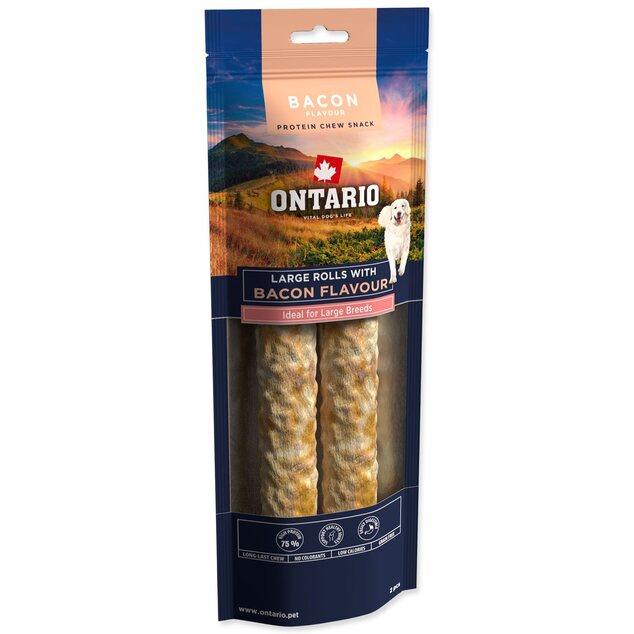 Ontario Protein csemege bacon ízű, nagy rágótekercs 2db 25,4cm