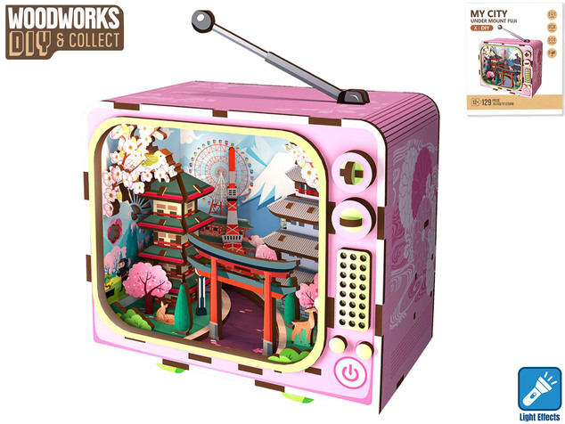 Kit de construction en bois Mont Fuji avec lumière, 129 pcs | Woodworks