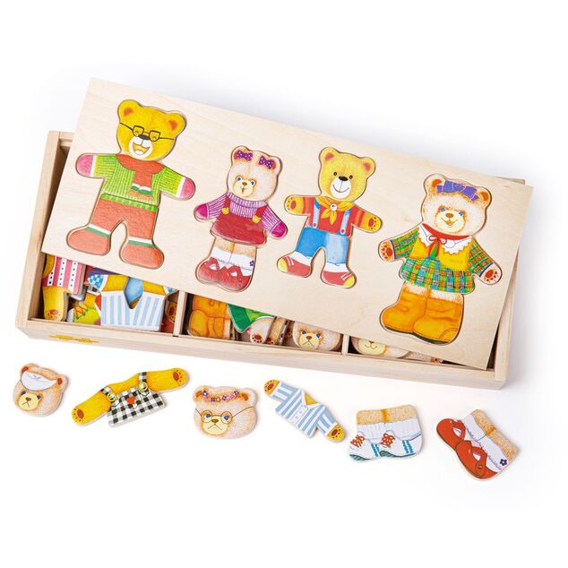 Bigjigs Toys Обличащ пъзел Мечо семейство