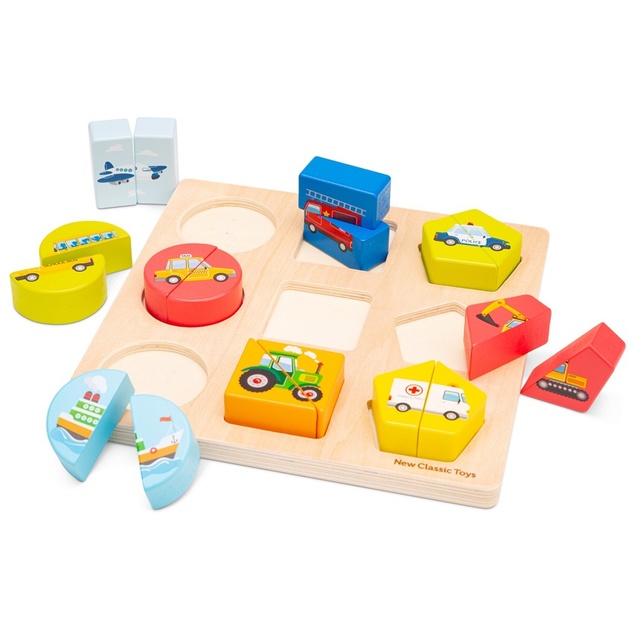 New Classic Toys Drevené vkladacie puzzle - dopravné prostriedky