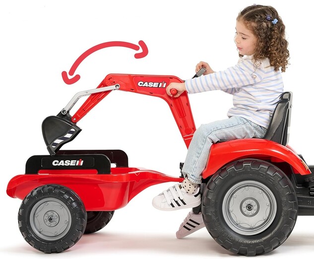Falk Šliapací traktor 996Y Case IH s nakladačom, rýpadlom a vlečkou