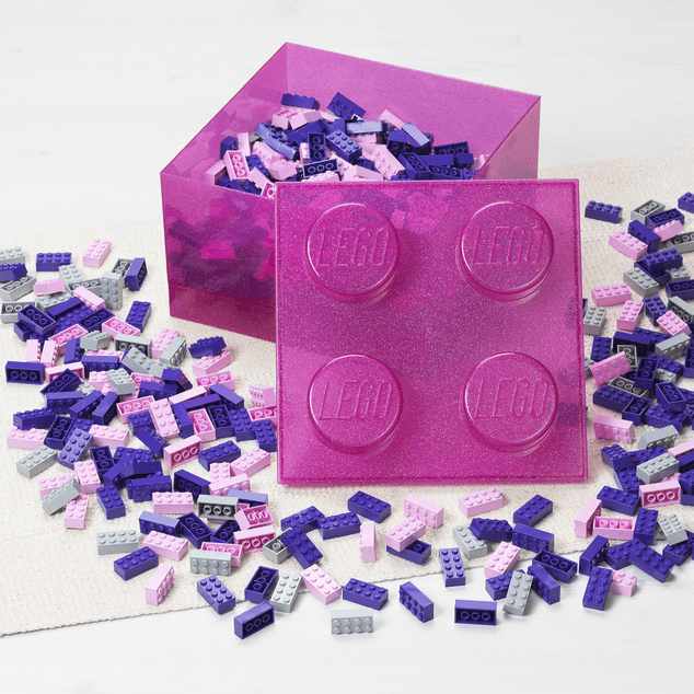 LEGO úložný box 4 s vekom - trblietavá ružová