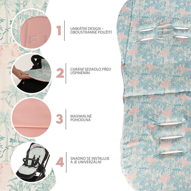 Vložka do kočíka Easy, Jungle Pink